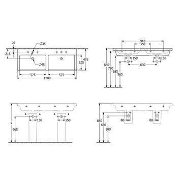 Wastafel Villeroy & Boch Subway 3.0 Dubbele Wasbak Met 2, Ophalen of Verzenden, Nieuw
