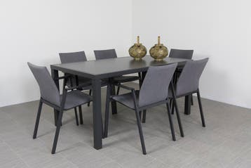 Lima antraciet/Alma 160 cm. tuinset - 7-delig, Verzenden, Nieuw, Overige materialen, Tuinset