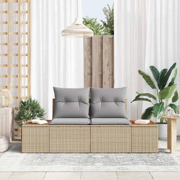 vidaXL Tuinbank Beige 184 x 62 x 85cm poly rattan, Verzenden, Nieuw, Rotan