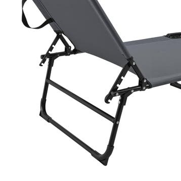 Ligbed ligstoel met zonneluifel 187x53x27 cm donkergrijs, Verzenden, Nieuw