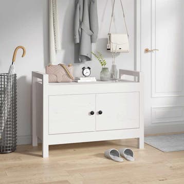 vidaXL Halbankje 80x40x60 cm massief grenenhout wit, Huis en Inrichting, Verzenden, Nieuw