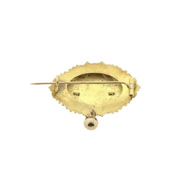 Antiek gouden broche van een mutsenbel, Ophalen of Verzenden, Gebruikt, Goud, Goud