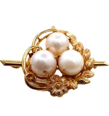 Broche - 23 kt. Geel goud - Gouden broche parel
