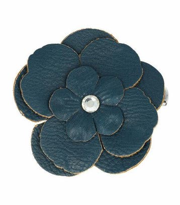 Haarspeld Duckklem & Broche 6cm – Lederlook Bloemvorm –, Nieuw