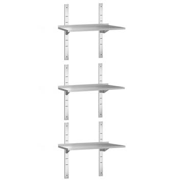 GGM Gastro | 3-laags RVS wandplank PREMIUM - 800x300mm |, Verzenden, Nieuw in verpakking, RVS Meubilair