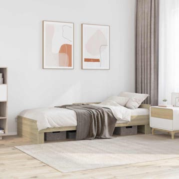 vidaXL Bedframe met Hoofdeinde Sonoma Eiken 80 x 200 cm, Verzenden, Nieuw, Bruin, Hout