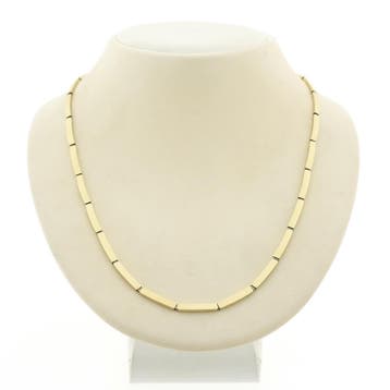 Gouden staafjes schakelcollier; 46,5 cm (Ketting), Ophalen of Verzenden, Gebruikt, Overige kleuren, Goud