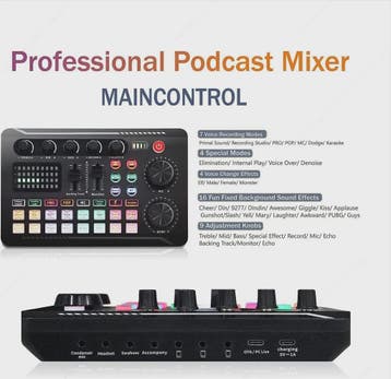 Professionele Podcast Mixer: All-in-One Audio Interface voor, Verzenden, Nieuw