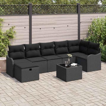 vidaXL Tuin Sofa Set 8 st Poly riet, Tuin en Terras, Verzenden, Nieuw, 8 zitplaatsen