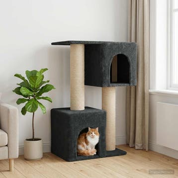 vidaXL Kattenboom met sisal krabpalen Donkergrijs 114 cm, Verzenden, Nieuw