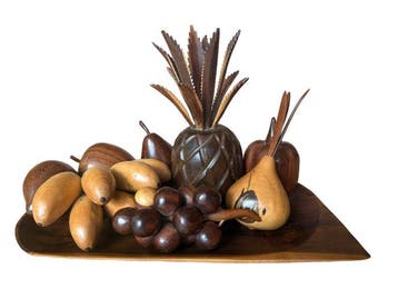 Figuursnijwerk, Fruitmand - 24 cm - Hout