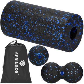 Massageset | Foamroller | Massagebal | Hoes | Blauw/Zwart, Ophalen of Verzenden, Nieuw