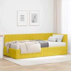 vidaXL Hoekbedframe met Matras met hoofdeinde 2 pcs Geel, Verzenden, Nieuw, Stof