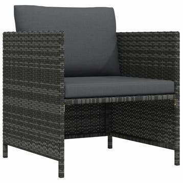 vidaXL Tuinbank met kussens poly rattan grijs, Verzenden, Nieuw