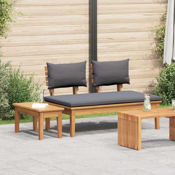 vidaXL Tuinbank en Tafel Set 2 st Grijs en Bruin Massief, Verzenden, Nieuw, 2 zitplaatsen