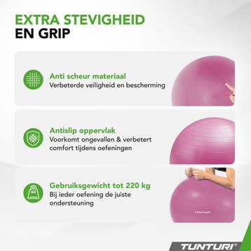 Tunturi Anti Burst Fitness bal met Pomp - Yoga bal 65 cm -, Ophalen of Verzenden, Nieuw