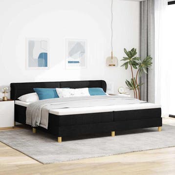 vidaXL Boxspringbed met matras met hoofdeinde Zwart 200 x, Verzenden, Zwart, Stof, Nieuw