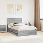 vidaXL Bedframe met lade Grijs Sonoma 120 x 190 cm, Verzenden, Nieuw, Grijs, Hout