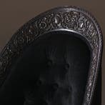 Koloniale dames-zetel massief ebbenhout ca 1800 met zwarte v, Antiek en Kunst, Ophalen of Verzenden