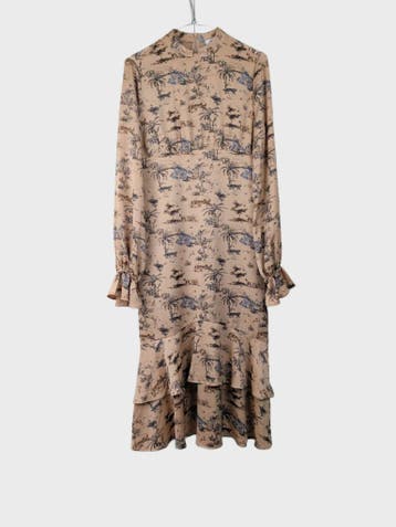 NA-KD Jurk Dames maat S Beige Vintage, Kleding | Dames, NA-KD, Beige, Ophalen of Verzenden, Zo goed als nieuw