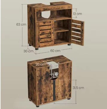 Vrijstaande Badkamerkast 2-Deurs met Verstelbare Plank 60x30, Verzenden, Nieuw