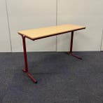 schooltafel, leraartafel 130x50 cm, licht beuken - rood, Huis en Inrichting, Bureaus, Ophalen of Verzenden, Gebruikt