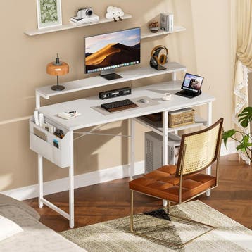 Bureau - Computertafel - Computerbureau - 120x48 cm - Wit, Verzenden, Zo goed als nieuw