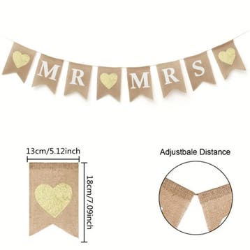 5-delige bruidsset Just Married wit met goud, Verzenden, Nieuw, Feestartikel, Geboorte of Huwelijk