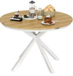 Ronde Tuintafel Ø118 cm – Teaklook Blad en Aluminium Frame, Verzenden, Nieuw