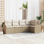 vidaXL Tuin Sofa Set met opslag 5 pcs Beige poly rattan, Verzenden, Nieuw, Rotan, 5 zitplaatsen