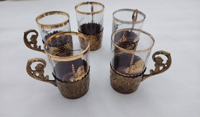 Set theekopjes (5) - Messing, Glas, Antiek en Kunst, Curiosa en Brocante