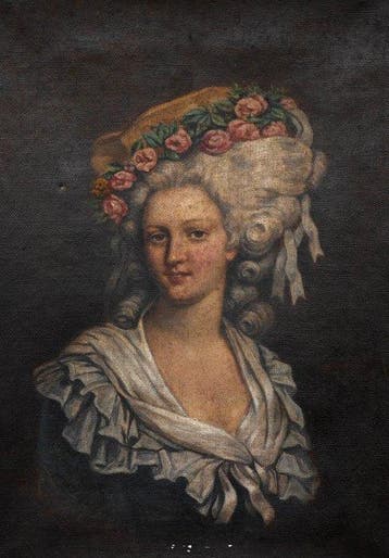 École française (XIX) - Portrait de dame à la coiffure