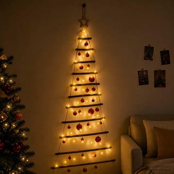 vidaXL Hangende kerstboom met ballen 150 cm 80 LEDs Warmwit, Verzenden, Nieuw