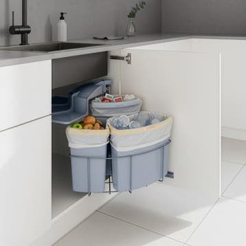 Inbouw prullenbak Kollby 3 bakken 2x12l 1x6l grijs [en.casa], Huis en Inrichting, Woonaccessoires | Prullenbakken, Verzenden, Nieuw