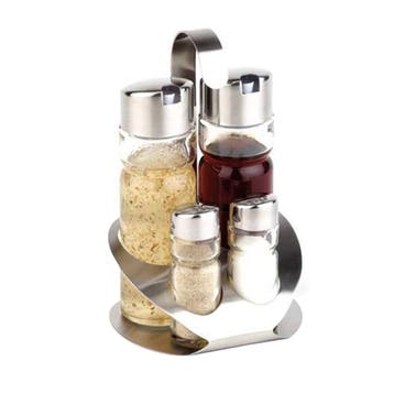 GGM Gastro | (6 stuks) menageset PRO - 4-delig - rvs houder, Verzenden, Nieuw, Effen