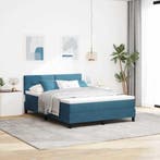 vidaXL Boxspringbed met matras Donkerblauw 160 x 200 cm, Huis en Inrichting, Slaapkamer | Bedden, Verzenden, Nieuw, Blauw, Stof