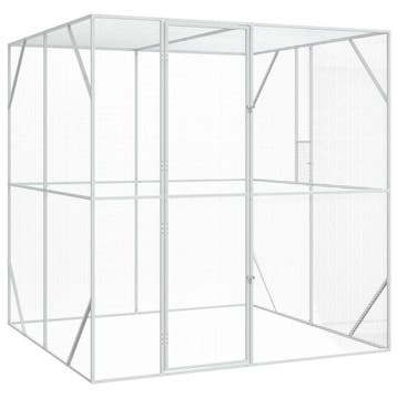 vidaXL Vogelkooi zilver 209 x 202 x 214 cm, Dieren en Toebehoren, Verzenden, Nieuw