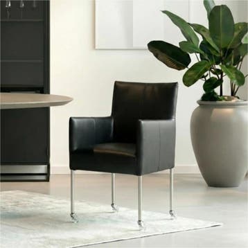 Set van 8 Leren eetkamerstoelen Desire - Granada Black, Huis en Inrichting, Stoelen, Ophalen of Verzenden, Nieuw, Leer
