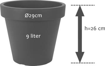 Kunststof Bloempot Antraciet Ø29cm Dubbelwandig Hoogte 26cm, Tuin en Terras, Bloempotten, Ophalen of Verzenden, Nieuw