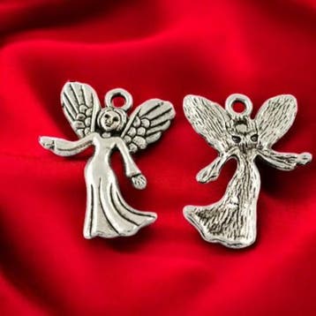 4 x Metalen bedeltje van een engeltje, antiek zilver kleu..., Ophalen of Verzenden, Nieuw, Kraal