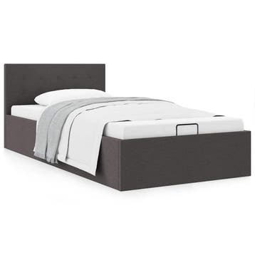 vidaXL Bedframe met hydraulische opslag stof donkergrijs, 90 cm, Eenpersoons, Verzenden, Nieuw