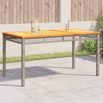 vidaXL Tuintafel 140x80x75 cm poly rattan en acaciahout, Tuin en Terras, Verzenden, Nieuw