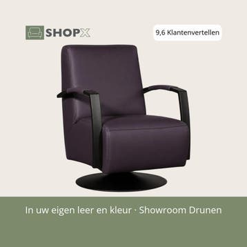 Leren draaifauteuil Mood - Toledo Aubergine (paars) -, Huis en Inrichting, Nieuw, Ophalen of Verzenden, 50 tot 75 cm, Industrieel, Modern