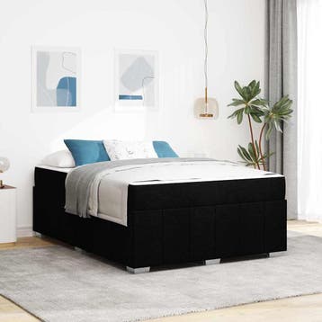 vidaXL Bedframe met matras Zwart 160 x 200 cm Stof, Verzenden, Nieuw, Zwart, Stof
