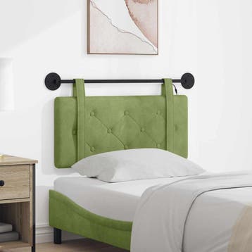 vidaXL Hangend hoofdbord Met LED-verlichting Lichtgroen, Verzenden, Nieuw, Groen, Stof