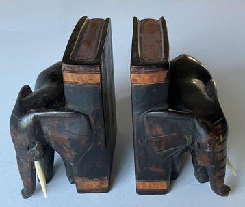 Boekensteunen (2) - Hout - (olifant)