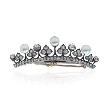 Broche Gemengde metalen Diamant (Natuurlijk) - Victoriaanse