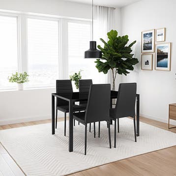 Eettafelset Berlin 4+1 - zwart, Verzenden, Nieuw