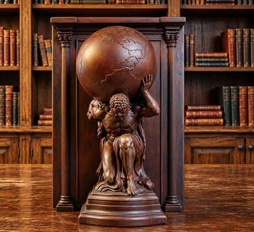 Koudgegoten keramische Atlas-wereldbol sculptuur Beeld - 15