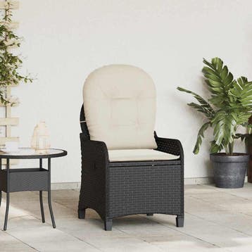 vidaXL Ligstoel Zwart poly rattan, Verzenden, Nieuw, Rotan